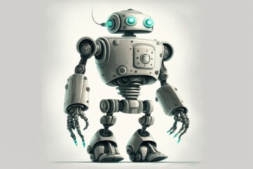 Poster - A Robot With Two Eyes And A Nose With A Chain Around It Car Repair Shop Animation Robotics Engineering