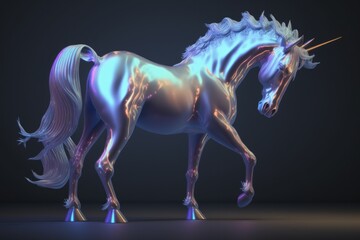 Poster - A 3d Rendering Of A Unicorn Standing On Its Hind Legs With A Long Mane Nightclub Animation Motion Graphics Generative AI 