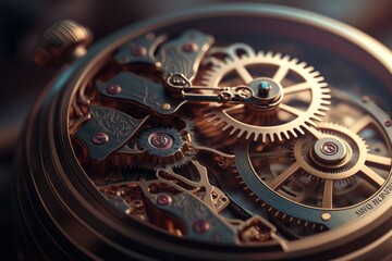 Poster - A Close Up Of A Watch Face With A Clock Movement On It Workshop Kinetic Art Smart Watches Generative AI 