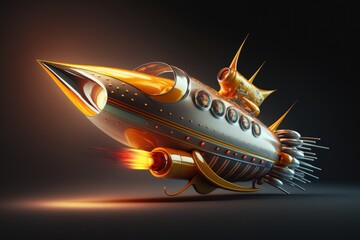 Poster - A Futuristic Flying Object With A Crown On Top Of It's Head Deep Sea Trench Animation Motion Graphics Generative AI 