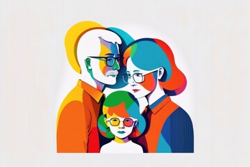 Poster - A Family Portrait With A Multi - Colored Background Of The Family Newsroom Fauvism Life Insurance