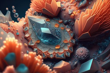 Poster - A Close Up Of A Very Colorful Object With Many Different Shapes Coral Reef Animation Motion Graphics