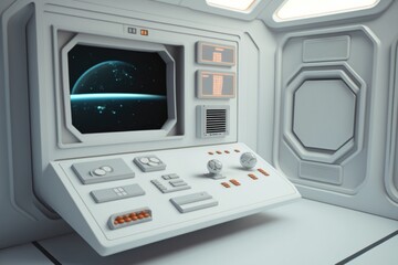 Poster - A Computer Screen With A Space Scene In The Background And A Window Lunar Landscape Animation 3d Modeling Generative AI 