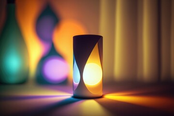 Poster - a lit candle is sitting in front of three bottles of wine lunar landscape kinetic art lighting desig