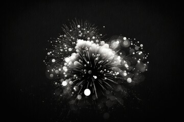 Poster - A Black And White Photo Of Fireworks In The Night Sky With A Black Background Lunar Landscape Video Art Motion Graphics Generative AI 