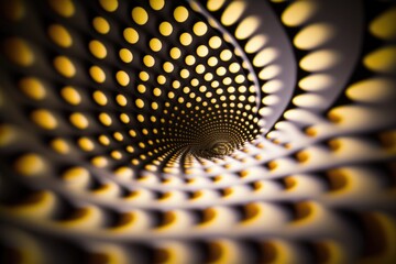 Poster - A Close Up Of A Circular Object With Yellow Dots On It Deep Sea Trench Op Art Motion Graphics Generative AI 