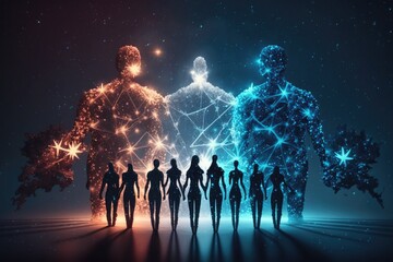 Poster - A Group Of People Standing In Front Of A Colorful Background With Stars Nightclub Animation Diversity And Inclusion Generative AI 