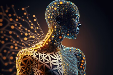 Poster - A Man's Body With A Pattern Of Dots On It Factory Kinetic Art Natural Language Processing Generative AI 