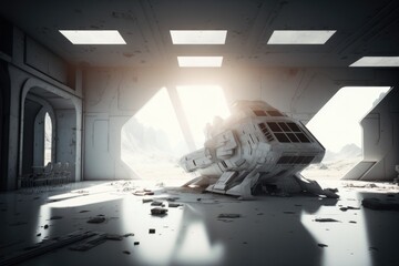 Poster - A Sci - Fi Fi Fi Spaceship In A Sci - Fi Fi Fi Fi Fi Fi Fi Fi Fi Fi Fi Fi Fi Fi Fi Fi Fi Fi Fi Fi Fi Military Base Animation Set Design Generative AI 