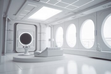 Poster - A Room With A Lot Of Windows And A White Couch In It Living Room Photorealism Set Design Generative AI 