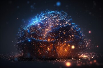 Poster - A Blue And Orange Ball Of Fire And Water With A Black Background Deep Sea Trench Animation Motion Graphics Generative AI 