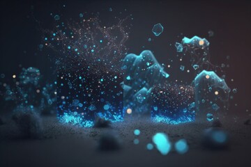 Poster - A Blue And Black Background With Bubbles And Bubbles In The Air Deep Sea Trench Animation Motion Graphics Generative AI 