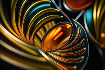 Leinwandbilder - A Close Up Of A Colorful Object With A Black Background And A Yellow And Orange Swirl Deep Sea Trench Kinetic Art Motion Graphics Generative AI 