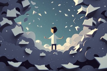 Fototapete - A Man Standing In A Hole In The Sky With A Sky Background Workshop Graphic Design Natural Language Processing Generative AI 