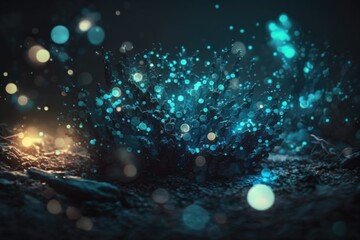 Poster - A Blue And Black Background With A Lot Of Lights On It Deep Sea Trench Macro Photography Motion Graphics