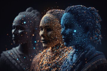 Poster - Three People With Different Facial Shapes And Body Shapes In Front Of Them Workshop Video Art Talent Acquisition Generative AI 