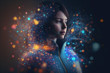 Poster - A Woman With Her Eyes Closed And Her Head Tilted To The Side Tundra Photorealism Computer Graphics Generative AI 