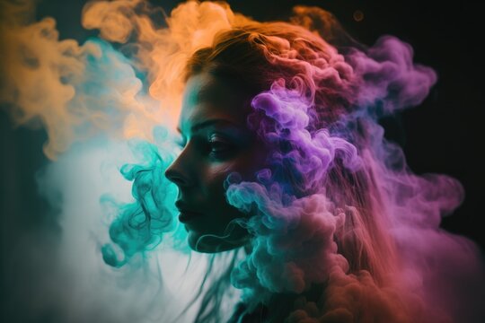 A Woman With Smoke In Her Hair And Eyes In A Black Background Tundra Fine Art Photography Fine Art Photography Generative AI 