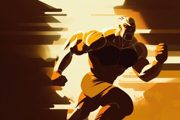 Poster - A Man Running In A Yellow And Black Outfit With A Yellow Background Power Plant Animation Motion Graphics Generative AI 