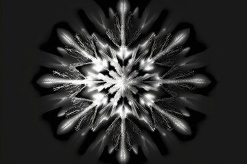 Fototapete - A Black And White Photo Of A Flower With A Black Background Nordic Ice Floe Video Art Scientific Photography Generative AI 