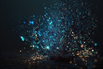 Poster - A Tree With Many Lights On It In The Dark Night Time Deep Sea Trench Animation Motion Graphics