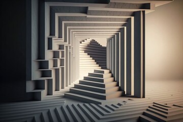 Poster - a staircase in a room with a light coming through it and a staircase going up deep sea trench video 