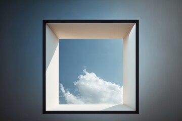 Poster - A Window With A Sky View Of Clouds In It And A Sky Background Suburban Cul-de-sac Minimalism Financial Modeling Generative AI 
