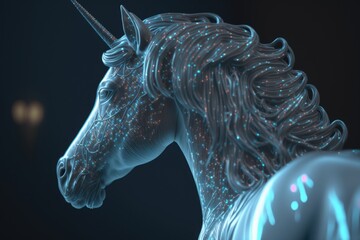 Poster - A Unicorn With A Long Mane And A Blue Tail Is Shown Nightclub Animation Intellectual Property Law Generative AI 