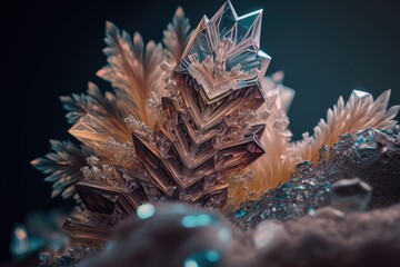 Fototapete - A Close Up Of A Snowflake With A Black Background Glacier Macro Photography Scientific Photography Generative AI 