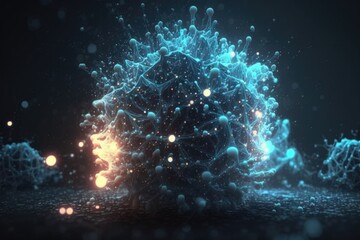 Poster - A Blue And Black Background With Bubbles And Lights In The Middle Deep Sea Trench Animation Motion Graphics Generative AI 