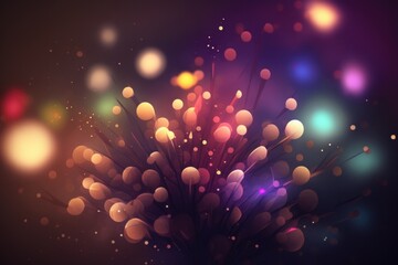 Fototapete - A Colorful Fireworks Display With Blurry Lights In The Background And A Black Background Northern Lights Color Field Painting Lighting Design Generative AI 