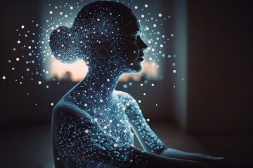 Poster - A Woman's Face Is Shown With A Glowing Light Coming From Her Workshop Video Art Natural Language Processing Generative AI 