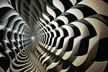 Leinwandbilder - A Black And White Abstract Background With A Spiral Design In The Center Deep Sea Trench Op Art Motion Graphics Generative AI 