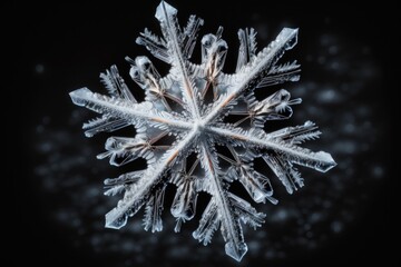 Poster - a snowflake is shown in the dark with snow flakes arctic sea ice macro photography macro photography