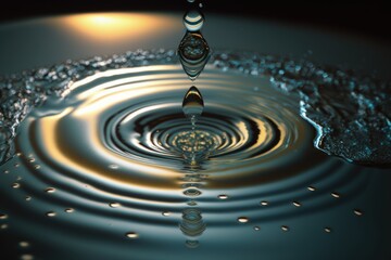 Poster - A Water Drop With A Clock On It Is Shown In The Middle Of A Circular Pattern Water Treatment Plant Time-lapse Photography Impact Investing Generative AI 