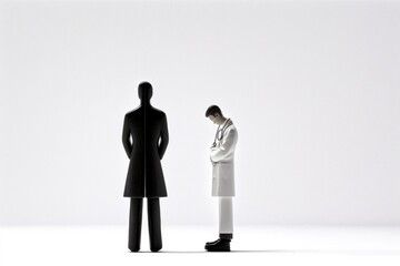 Poster - a man standing next to a woman in a white lab coat hospital minimalism healthcare administration gen