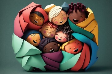 Poster - A Group Of People In A Colorful Ball With A Green Background Workshop Graphic Design Diversity And Inclusion Generative AI 