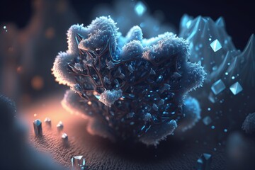 Poster - A Computer Generated Image Of A Cluster Of Crystals And Crystals On A Surface Arctic Tundra Animation Motion Graphics Generative AI 