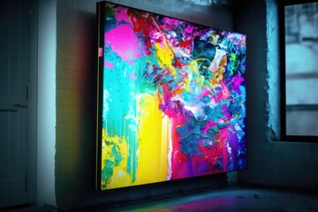 Poster - A Painting Is Hanging On A Wall In A Room With A Window Art Museum Abstract Expressionism Art