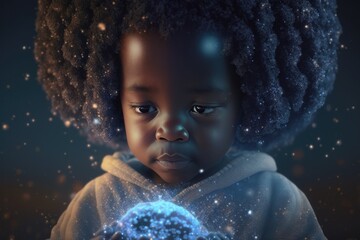 Poster - A Young Child With A Blue Ball Of Snow In Her Hands Science Museum Advertising Photography Motion Graphics