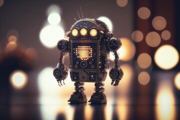 Poster - A Robot Toy With Lights In The Background And A Blurry Background Workshop Animation Robotics Engineering