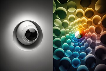 Fototapete - A Picture Of A Rainbow Colored Wall With A Light Coming Out Of It Lunar Landscape Abstract Photography Lighting Design Generative AI 