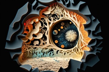 Wall Mural - A Clock With A Unique Design On It's Face And A Black Background Lunar Landscape Kinetic Art Astronomy Generative AI 