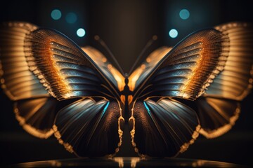 Poster - A Butterfly With A Bright Light Shining On It's Wings Science Museum Macro Photography Macro Photography Generative AI 
