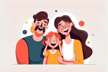 Poster - A Family With A Child And A Man With A Mustache And Glasses Zoo Animation Life Insurance