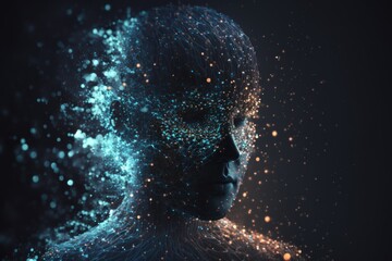 Poster - A Man's Face With Glowing Lights Coming Out Of It Workshop Video Art Natural Language Processing Generative AI 