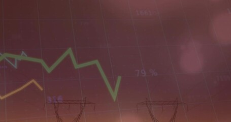 Poster - Animation of financial data processing and lines over grid