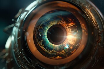Poster - A Close Up Of A Very Large Eyeball With A Bright Light Zoo Photorealism Motion Graphics