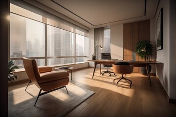 Poster - a room with a desk chair and a chair in it law office architectural photography interior design gene