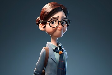 Poster - A Cartoon Character With Glasses And A Tie On A Blue Background Marina Animation Animation Filmmaking